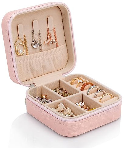 WAREHOUSE portagioie da viaggio, portagioie da viaggio donna Portagioie per Riporre Gioielli, Anelli, Orecchini, Bracciali e Collane, Portagioie Donna (rosa)