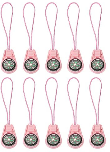 PATIKIL Survie Boussole, 25 Paquet Poche Camping Boussole avec Ficelle pour Extérieur Randonnée Chasse Voyage Fête Faveurs, Rose