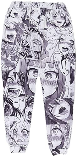 Anime Clothing Herren 3D Lustige Joggers Hosen Pants Männer Cartoon Harajuku Otaku Trousers O-Face Jogginghose M