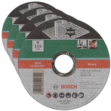 Bosch 2609256320 DIY Trennscheibe Inox 115 mm ø x 1,0 mm gerade (Packung mit 4)