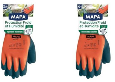 Mapa - Protection Froid et Humidité - Gants de Jardinage Imperméables - Intérieur Chaud et Confortable - Double Enduction mousse de Latex - 1 paire - Taille XL (Lot de 2)