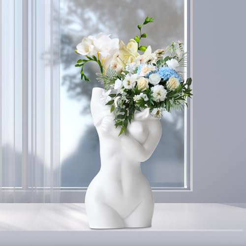 Weibliche Körpervase Körper Vase Blumenvase Boho Deko: Nizirioo Moderne Schicke Vase, Minimalistische Keramikvase Boho Vase für Schreibwaren, Make-up-Pinsel, Pflanze, Getrocknete Blumen