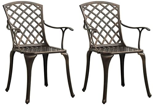 BaraSh Gartenstühle 2 STK. Aluminiumguss Bronzen Stapelstuhl Garten Balkonstuhl
