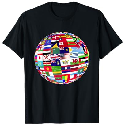 Weltkarte der Flaggen Globus Atlas T-Shirt Flaggen der Welt Kind T-Shirt