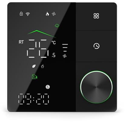 Smart Thermostat With Knob,Wireless WiFi Voice Wall-Mounted Boiler Heating Thermostat Temperature Control Panel Knob Panel(B)