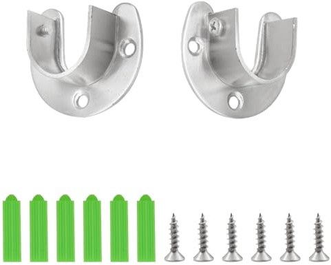 CEEYSEE 2 Stück Rundrohr Halterung 25mm U-Form kleiderstangen halterung 304 Edelstahl Schrankstange Halterung mit 6 Stück Schrauben Stangen Flansch Set for Kleiderschrank(FLZ-U/25mm)