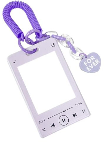 runrayay Music Player Kpop Photocard Holder, Acrylic Card Sleeves, Picture Frames, Top Loaders for Cards, 3X4 inches, Photo Card Holder Keychain Kpop, Kpop Album - Purple