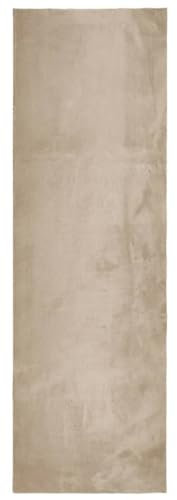 vidaXL Teppich, Wohnzimmerteppich Kurzflor Weich Waschbar, Moderner Teppich für Wohnzimmer Schlafzimmer, Flauschig Einfarbig rutschfest, Sandfarben 80x250cm