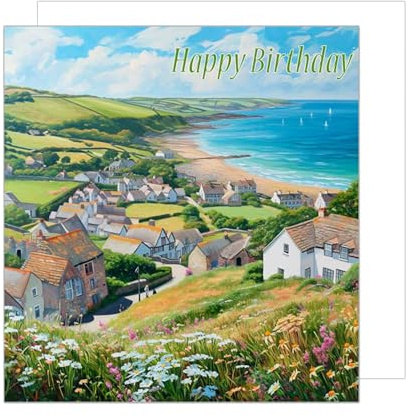 Edition Seidel Premium quadratische Geburtstagskarte mit Umschlag. Glückwunschkarte Happy Birthday Billet Karte Mann Frau Natur Landschaft Dorf Meer (GQ207 SW024)
