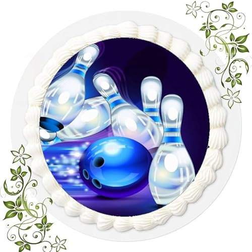 ich FONDANT Tortenbild, Zuckerbild mit Motiv, Essbares Foto für Torten, Tortenbild, Tortenaufleger Ø 20cm Bowling Nr. 14