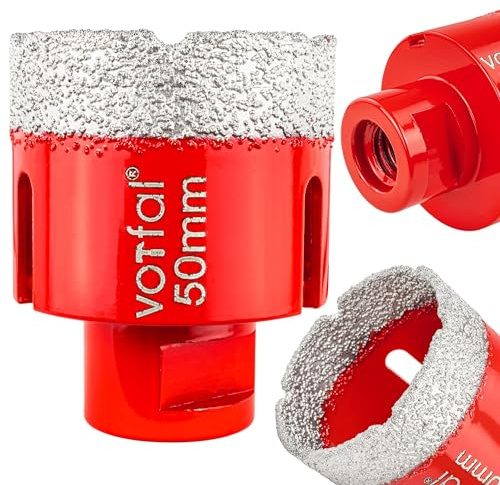 Diamantbohrer 50mm Fliesenbohrer M14 Diamantbohrkrone für Winkelschleifer Fliesen Lochsäge Diamant Bohrkrone Diamantbohrer für harte Fliesen Keramik Feinsteinzeug Flex 6-68mm (50mm)