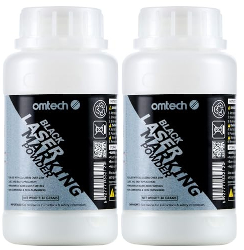 OMTech Laser Marking Powder, 120 mL Metal Laser Marking Fluid for CO2 Laser Engraver, High Contrast Laser Marking Ink for Metal, Laser Black Ink Laser Ink Agent (2 Bottle)