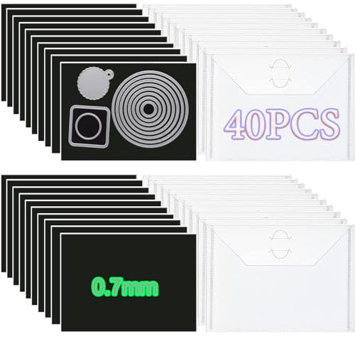 40 Stück Stanz- und Briefmarken-Aufbewahrungstaschen und Magnetbögen, 0,7 mm Dicke, magnetische Blätter zur Aufbewahrung von Stanzformen, 17,8 x 12,7 cm, Aufbewahrungsumschläge, magnetische