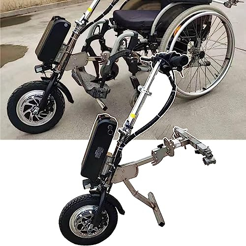 Elektrischer Handrad Rollstuhl Aufsatz 500W Rollstuhl Zuggerät mit Lithium Batterie - Reichweite 55/65Km, 3 Geschwindigkeiten, Frontlicht + System