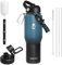 ZAKVOP Thermobecher 1L, Trinkbecher mit Strohhalmen und Zwei Deckeln, Thermosflasche mit Paracord-Griff, Trinkflasche Edelstahl Isolierbecher für Becherhalter, Termokaffeebecher to Go Tumbler