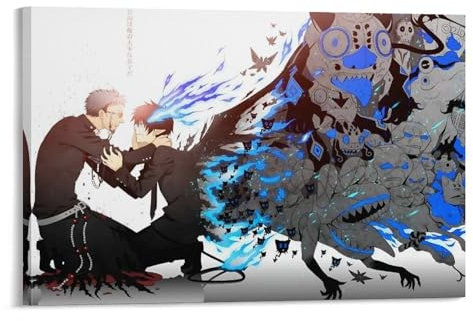 SHUBAPO Blaues Exorzisten-Poster, Anime-Okumura-Rin-Gemälde auf Leinwand, Wandkunst, Poster, Rollbild, Wanddekoration, Heimposter, 20 x 30 cm