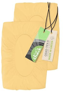 Emily´s Check 2er Pack Spannbezug für Nackenkissen Gesundheitskissen 1596.2323, 30-35 x 45-50 cm, apricot