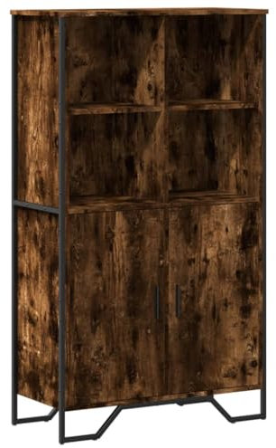 vidaXL Highboard, Hochschrank mit Stauraum Griffen, Sideboard für Wohnzimmer Schlafzimmer, Beistellschrank Kommode, Räuchereiche Holzwerkstoff