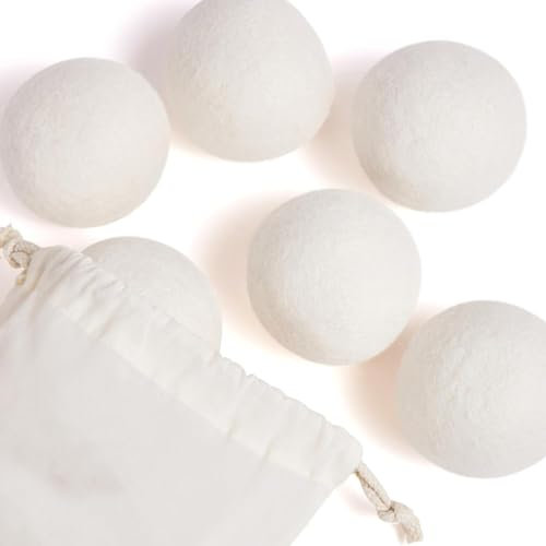 6er Trocknerbälle für Wäschetrockner 5cm Trocknerball für WaschmaschineTrocknerkugeln aus Wolle Natürlicher Weichspüler Dryer Balls Wäsche-Bälle für Trockner Weiche Wäsche Kurze Trocknungszeit
