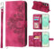 Auslbin Hülle für Samsung Galaxy S25 Plus/S24 Plus 5G Blumen Tasche, 5 Kartenfächer Handyhülle für Samsung Galaxy S25 Plus/S24 Plus Vintage-Stil PU-Leder Flip Schutzhülle, Rot
