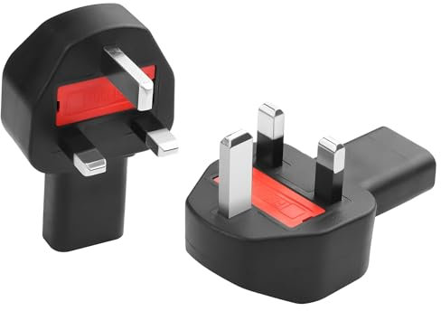 CERRXIAN 2PCS UK Plug to IEC C13 Adapter,UK England BS1363 3 Prongs Plug to IEC320 C13 Female Computer Power Converter With 13A Fuse for Kettle Lead,LCD TV,LED Monitor,Electric Cooker (L)