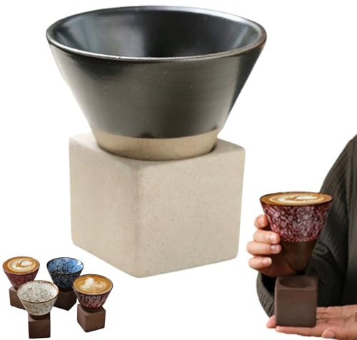 Japanese Coffee Cup,kaifori Japanese Coffee Cup,handcrafted Cone Espresso Cup,cone Cups,Coarse Pottery Coffee Mug with Base,Creative Cone Shape Coffee Cup Funnel Espresso Cup for Latte Tea Cocoa