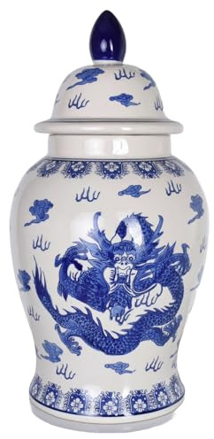 Palazzo Palazzo Palazzo Vase avec couvercle en porcelaine Motif dragon chinois 50 cm