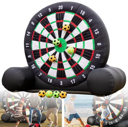 Aufblasbare Riesen-Kick-Dart-Spiele, Jumbo-Outdoor-Fußballtor-Dartscheibe mit 8 Fußbällen und Luftpumpe, großes Kickgame, Karnevalsspiele für Garten, Familie,13FT