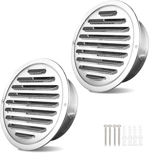 Griglia di Ventilazione con Zanzariera 80@h mm Griglie Aerazione Inox In Acciaio Cappa Aspirante Rotonda per Cucina, Bagno, Garage(300 mm)
