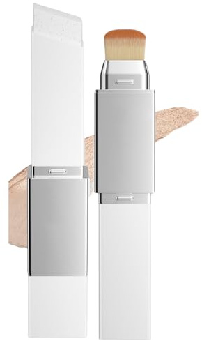 Color Changing Foundation Stick,2-in-1 White Stick Foundation,Dual-Ended Full Coverage Hydrating Concealer Balm With Brush, Moisturizing Makeup Cover Cream Balm for All Skin Types