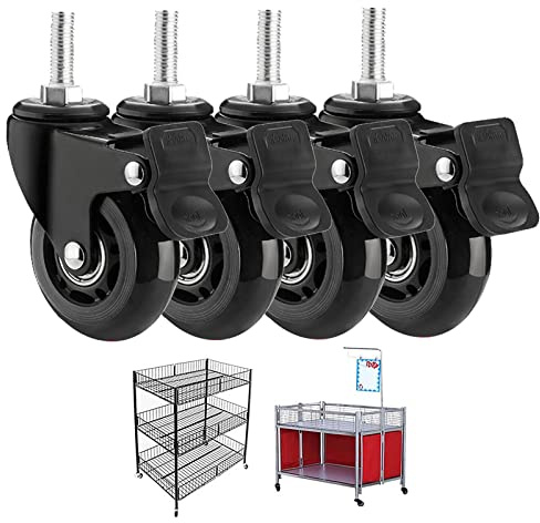 Lenkrollen mit Zapfen M8 x 25 mm M10 for Möbel Transporträder Bremsen Ersatz Kinderbetten Trolleys Werkbänke(4 Braked,M8*25mm)