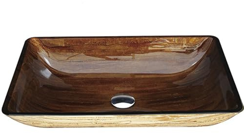 ZYCDP Vasque en Verre Trempé à Poser Salle de Bain 560 X 360 X 110 mm Sans Trou Robinet Brun