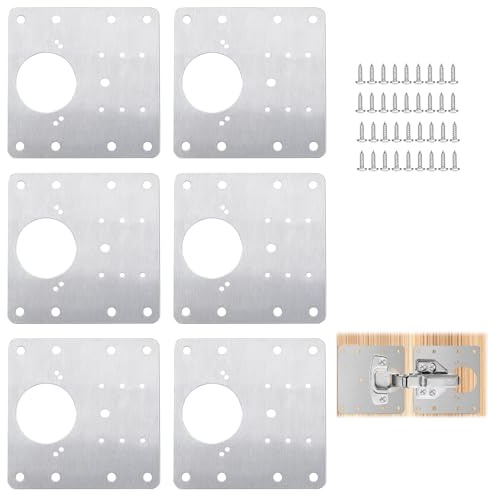 Selutiya 6PCS Hinge Repair platekit,Cupboard Door with 36 PCS Screws (6)