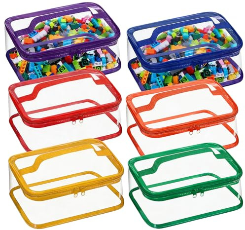 6 Stück PVC Aufbewahrung, Aufbewahrungstaschen Wasserdicht Puzzle Aufbewahrung Klar Organizer mit Reißverschluss für Puzzles Blöcke und Brettspiele