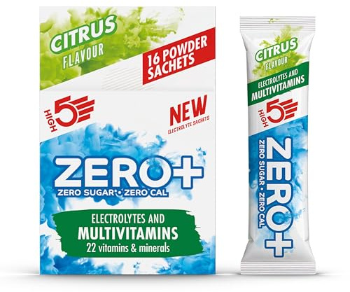HIGH5 Zero+ Electrolytes Hydration Sachets, Multivitamins, Citrus, 16 x 7g | With 22 Vitamins & Minerals. Sugar Free Electrolyte Powder for Daily Energy and On-the-Go Rehydration.
