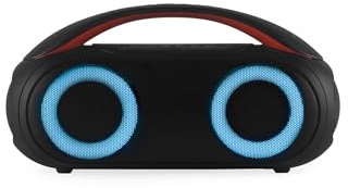 INTEMPO Party Boombox Speaker, 60W, Bluetooth, Rhythm Sync LED Lights | Up To 10 Hours Playtime, Up To 25 m Wireless Range, Pair 2 Speakers For Stereo, Carry Handle, USB-C Charging Cable Included