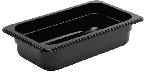 Vogue 1/4 Gastronorm Container 65mm 1.6 Litre Black Catering Food Storage Pan | Nesting design saves kitchen space, resists stains and odours, and withstands busy commercial washing and prep.