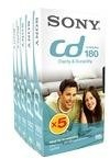 5 packs of E-180CD 3 hour video tapes (Video packaging box design varies according to Sony CDe or CDc version, identical tape VHS 3hr)