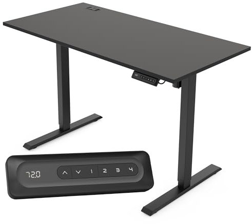 Yaasa Desk Lite Höhenverstellbarer Schreibtisch 100x60 cm Schwarz – Bürotisch mit Automatikfahrt, Memory-Funktion & Kabeldurchlass – Elektrischer Schreibtisch höhenverstellbar, ideal für Homeoffice