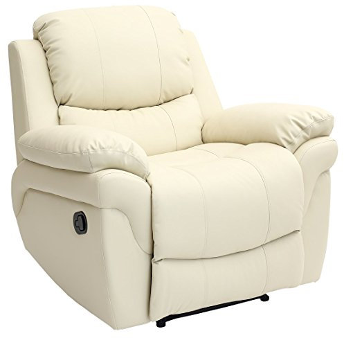 More4Homes MADISON BONDED LEATHER RECLINER ARMCHAIR SOFA HOME LOUNGE CHAIR RECLINING GAMING (Cream)