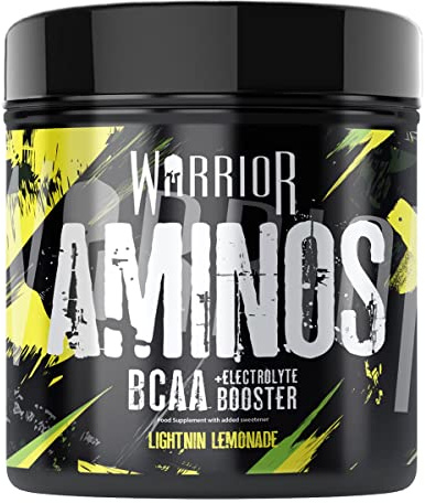 Warrior Aminos + Electrolyte Powder 360g - Amino Acid (BCAA) Hydration Formula for Performance & Recovery - Supplement for Intra or Post Workout - 30 Servings (Lightnin Lemonade)