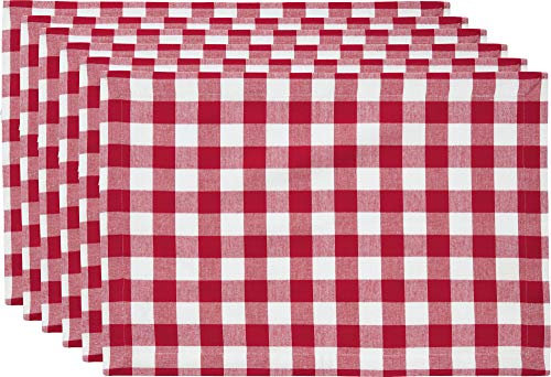 REDBEST Tischset, Platzset, Untersetzer 6er- Pack Landhaus karo Nashville rot Größe 30x45 cm - strapazierstark, langlebig, glattes Gewebe, mit Kuvertsaum (weitere Farben)