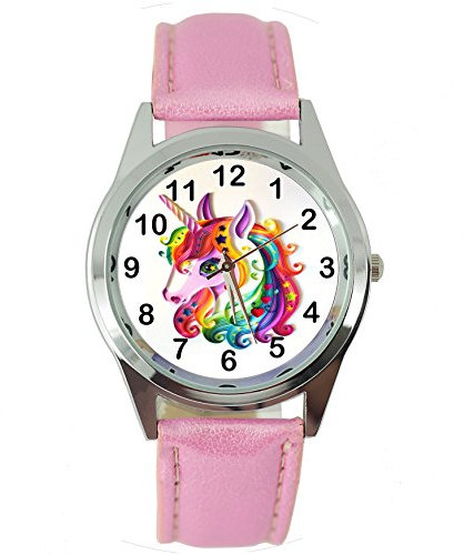 TAPORT® Uhr Analog Quarzwerk mit Leder Einhorn E1 Rosa Rund