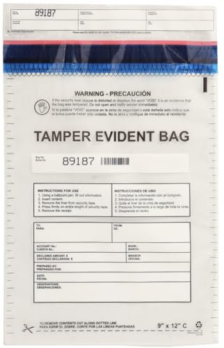 USPACKSMART 22,9 x 30,5 cm transparente Kunststoff-Pfandtaschen mit Sicherheitsband, manipulationssicher, sichere Bankeinlagen, Bargeldabwicklung und Geldtransport, selbstdichtendes Klebeband mit