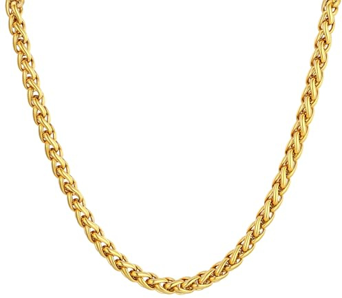 U7 Collana Uomo Acciaio Inossidabile Catena Spiga da 3/6/9mm Lungha 46-76cm | Catena Uomo Grano Acciaio Inossidabile; Robusta Ipoallergenica Robusta; Colore Argento/Oro/Nero; Confezione Regalo per Uomo