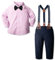Yilaku Bébé Garçons Ensemble de Tenue Bebe Costumes 2pièces Chemises Pantalon Messieurs Mariage Ensembles de vêtements de baptême,Rose,90