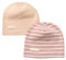 LACOFIA Baby Mädchen Beanie Mütze Kinder Weiche Baumwolle Strickmützen Kleinkind Gestreift Hut 2 Stücke Rosa M/7-24 Monate