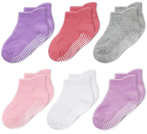CozyWay Baby Non Slip Socks Toddler Socks With Grips Ankle for Infants Kids Little Girls Boys 3-5 Years