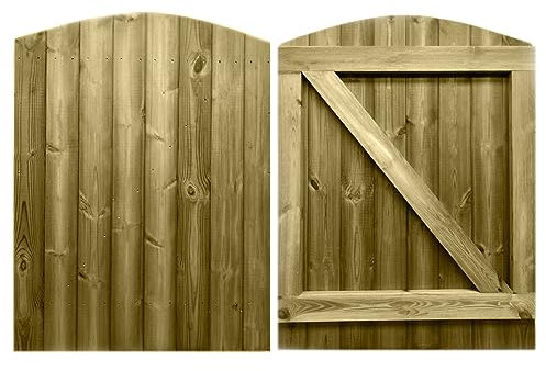 Ruby Tongue and Groove Garden Gate - Curved Top Side Gate for Garden and Pedestrian Access, Heavy Duty and Pressure Treated, Weather Resistant, Scandinavian Redwood (4x3ft)