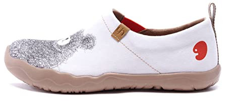 UIN Be with You Damen Bär Wanderschuhe Fashion Casual Walking Loafers Leicht Sneaker Reise Schuhe Canvas Weiß(41)